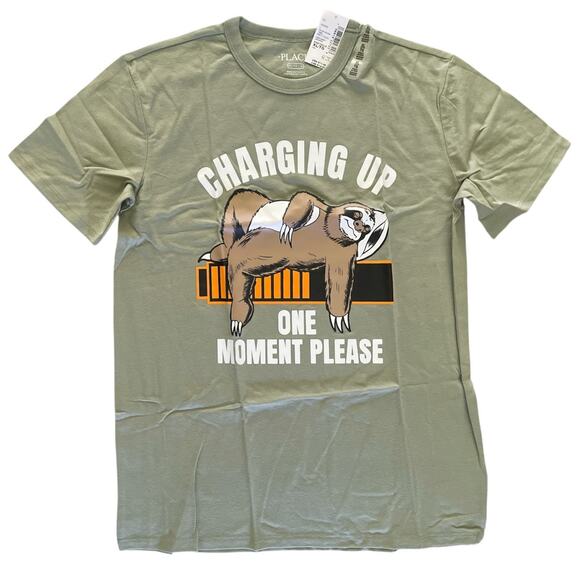 The Children's Place Green Sloth Graphic T-Shirt size 14 XL - Picture 1 of 5